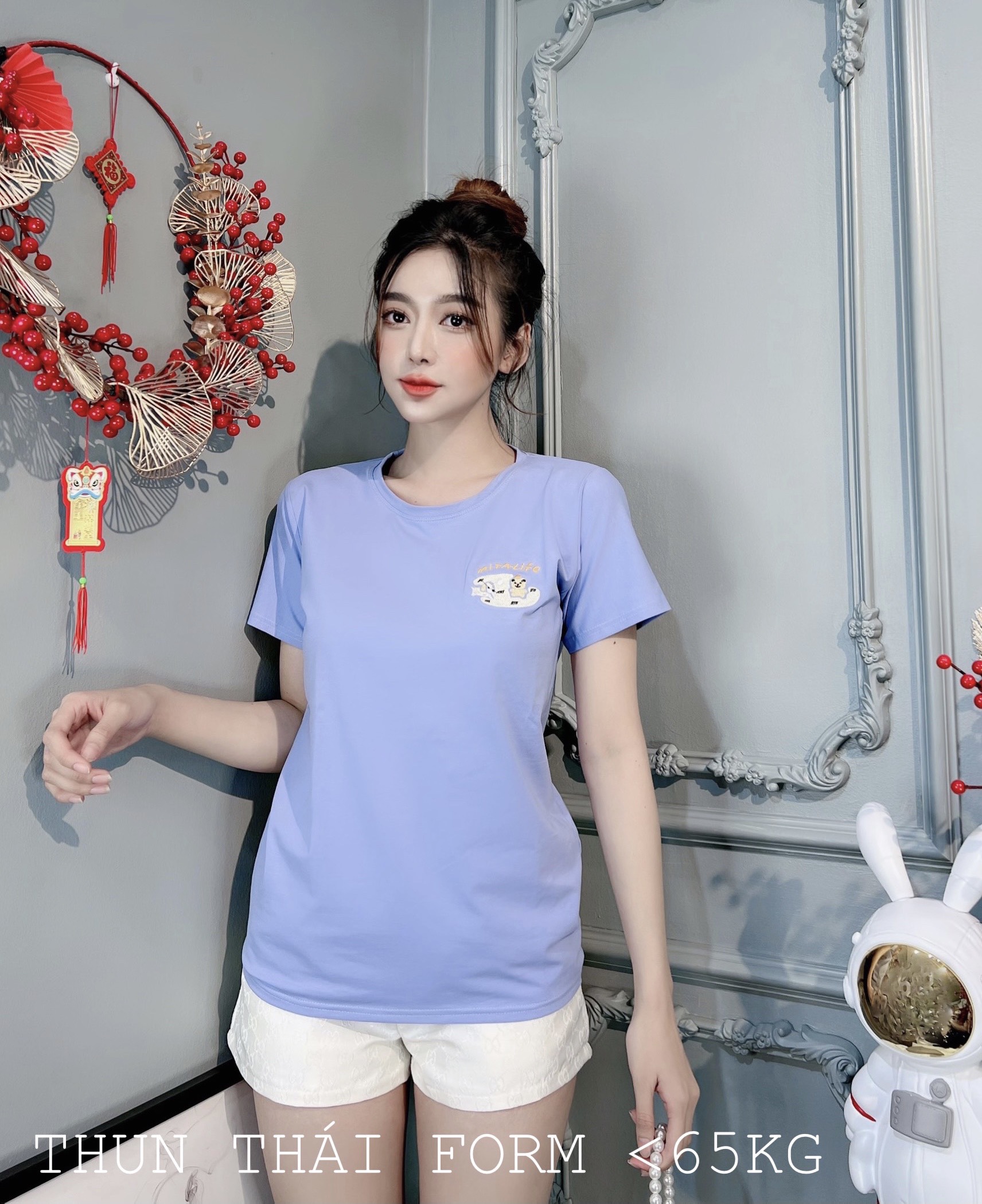 Áo thun thái nữ freesize <65kg form vừa người ảnh chụp thật