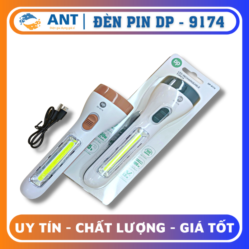 Đèn pin led sạc cầm tay có đèn hông dp - 9173
