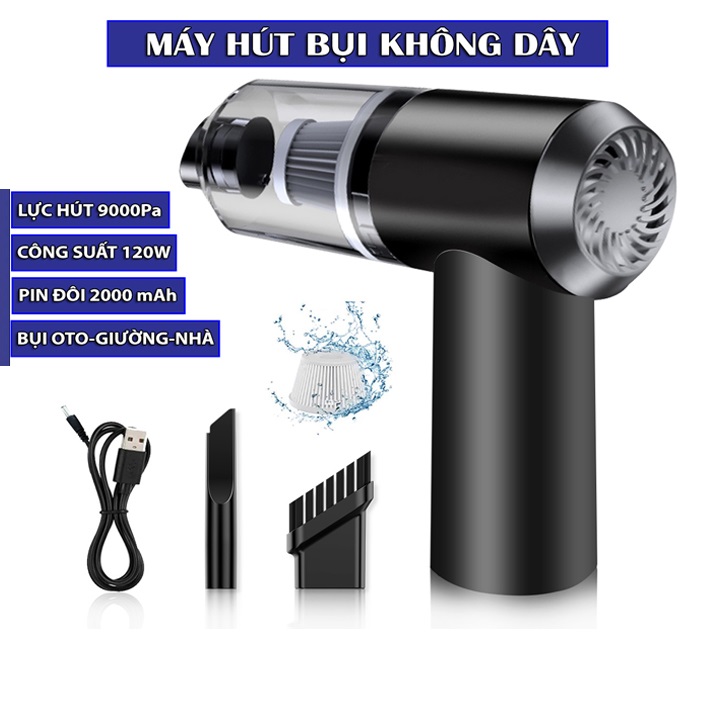 Máy hút bụi cầm tay mini không dây,Sạc Pin Siêu Khỏe 120W Vacuum Cleaner, hút bụi xe ô tô, giường nệm, nhà cửa, bàn làm việc, pin sạc dung lượng 2000mAh.