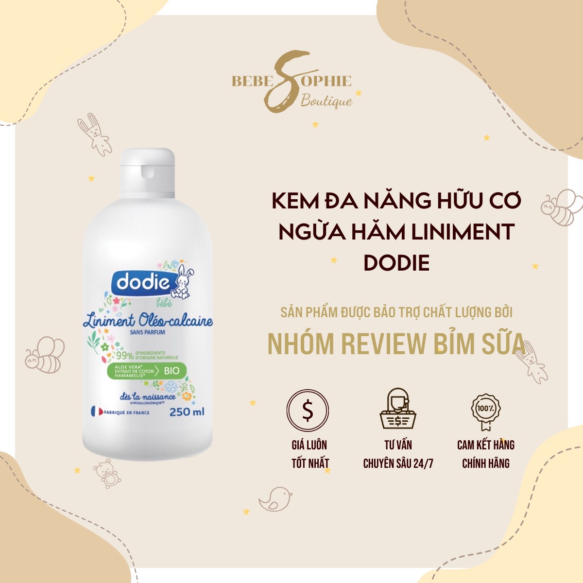 Kem đa năng hữu cơ ngừa hăm Liniment Dodie Nội địa Pháp