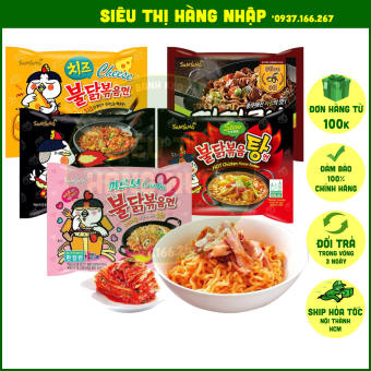 Các loại mì gà cay Samyang Hàn Quốc (cay khô, cay nước, tương đen, phô mai, sốt kem), đồ ăn vặt ngon rẻ