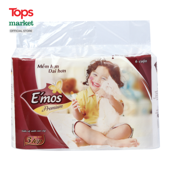 Giấy Vệ Sinh Cao Cấp E'Mos Đỏ 3 Lớp 6 Cuộn - Siêu Thị Tops Market