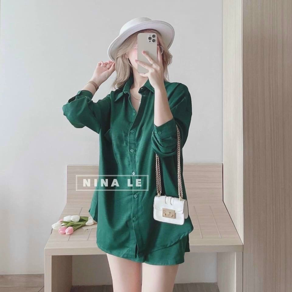 Sét bộ áo sơ mi kèm quần vải đũi mẫu mới siêu hot.