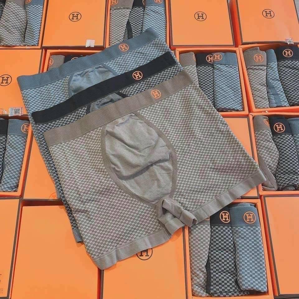 Quần sịp đùi nam hm- hộp cam 3 chiếc quần lót nam boxer cotton dệt kim full box cao cấp