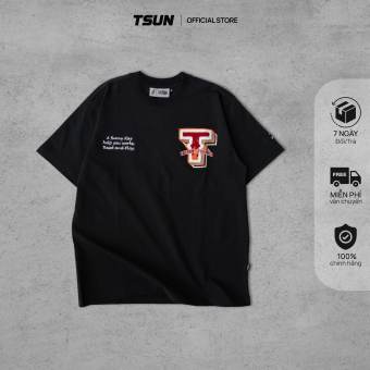 Áo Thun TSUN FlameTypo - Thêu Xù - [UNISEX] - Đen - Thêu Tay Áo