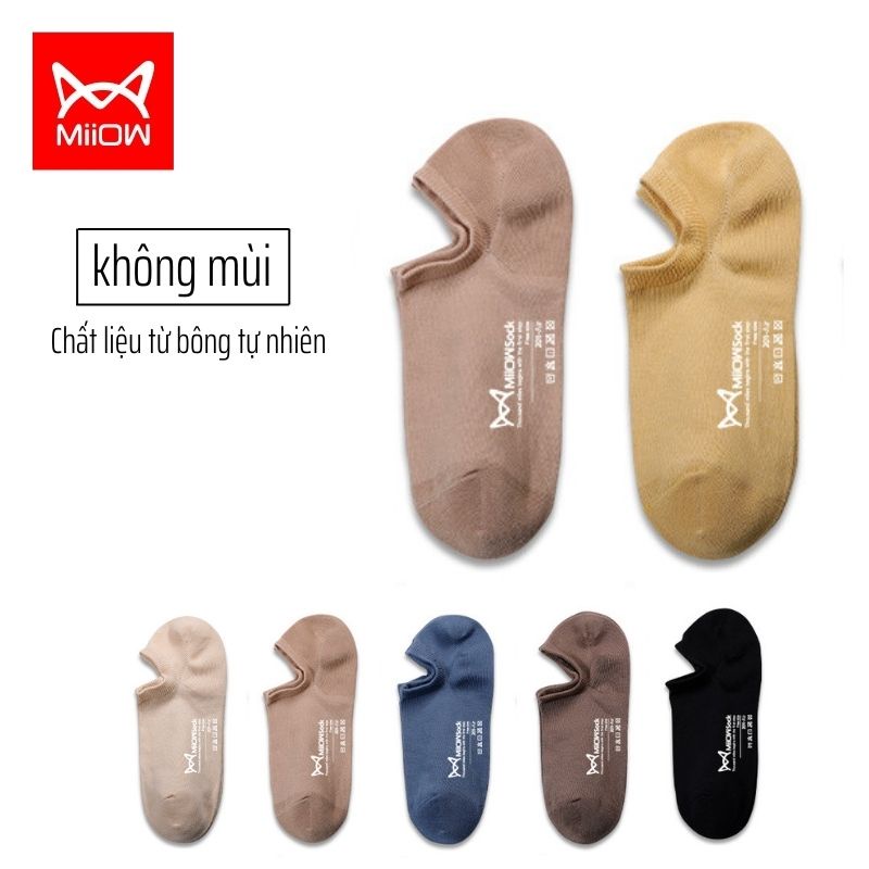 Hộp 5 đôi tất Nam Miiow cao cấp, vớ nam cổ ngắn cotton khử mùi hôi, thấm hút mồ hôi