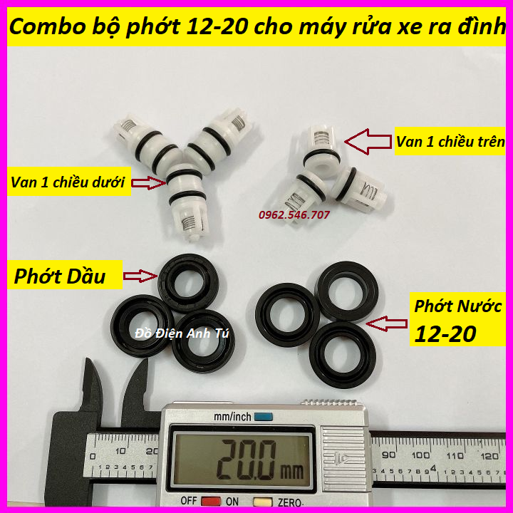 Bộ gioăng phớt, van 1 chiều máy rửa xe cao áp mini - phụ kiện máy rửa xe - đủ bộ