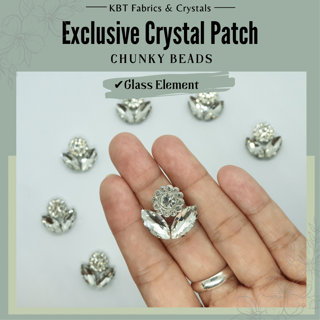 [1pcs] Iron on Exclusive Glass Crystal Patch Manik Tampal Diamond Chunky Beads Manik Baju Nikah DIY