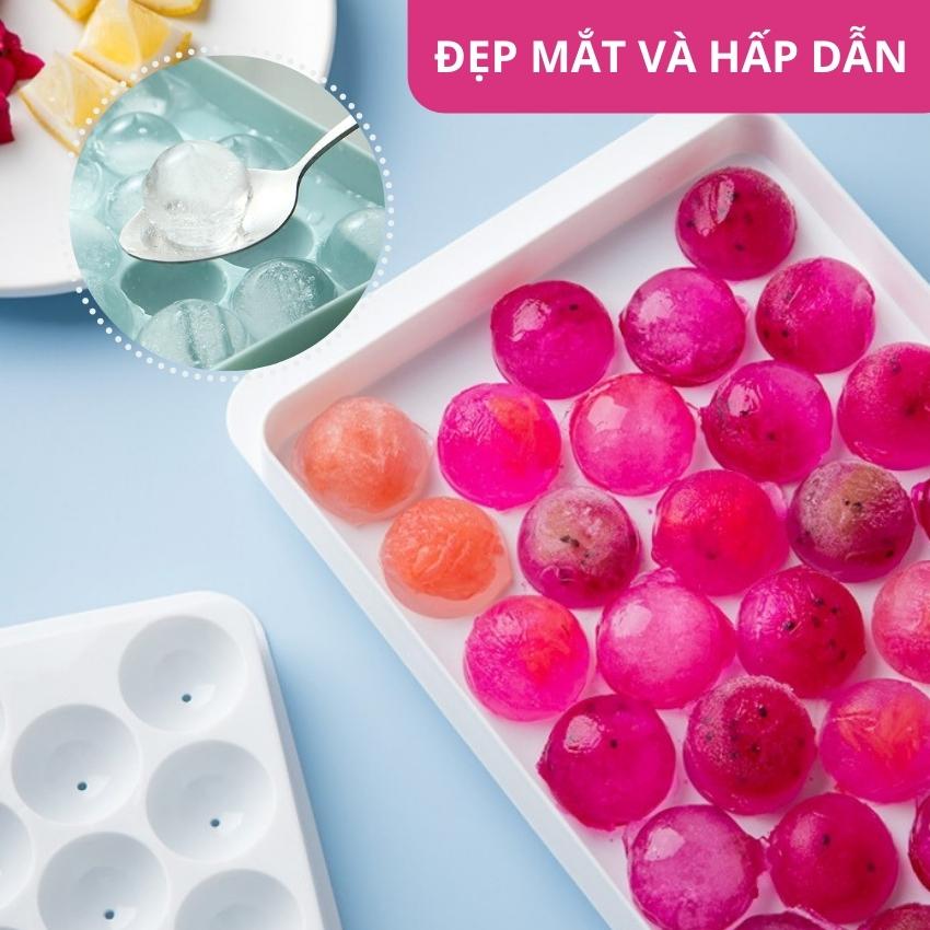 Khay làm đá viên tròn 33 viên Việt Nhật, khay làm rau câu,khay làm đá bi, khay làm đá tiện lợi, khay làm thạch, khay làm kem, khay làm thạch hình tròn, khay làm đá Việt Nhật.