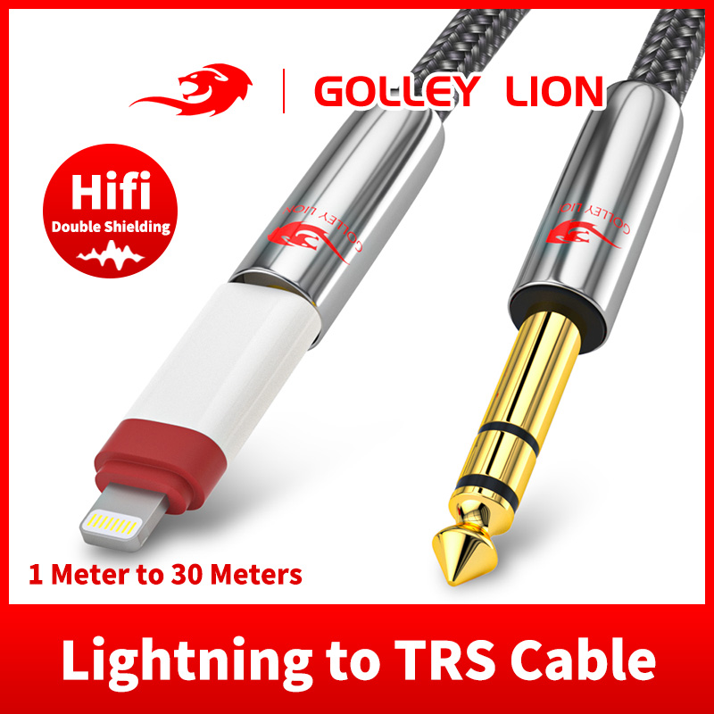 ลำโพงบลูทูธไร้สาย ลำโพงพกพาเสียงทรงพลัง GOLLEY LION Lightning ถึง 1/4 นิ้วสายออดิโอ, Lightning ถึง 6.35 มม.TRS Aux สายสเตอริโอเสียงสำหรับ iPhone 13 12 11 XS XR X 8 7 I-Pad เป็นเครื่องขยายเสียง,ลำโพง,หูฟัง,คอนโซลผสม ราคา 530 บาท*ส่งฟรี