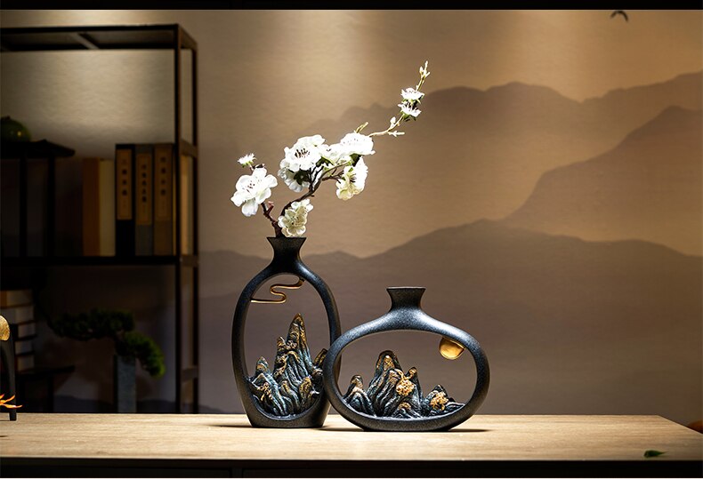 Creativity Resin Vase Japanese Style Feng Shui Wealth Vase Office Living  Room Desktop Decoration for Home Decor Accessories Gift