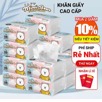 Khăn giấy minibear - 10 gói giấy ăn thêm dày 100% bột gỗ nguyên sinh