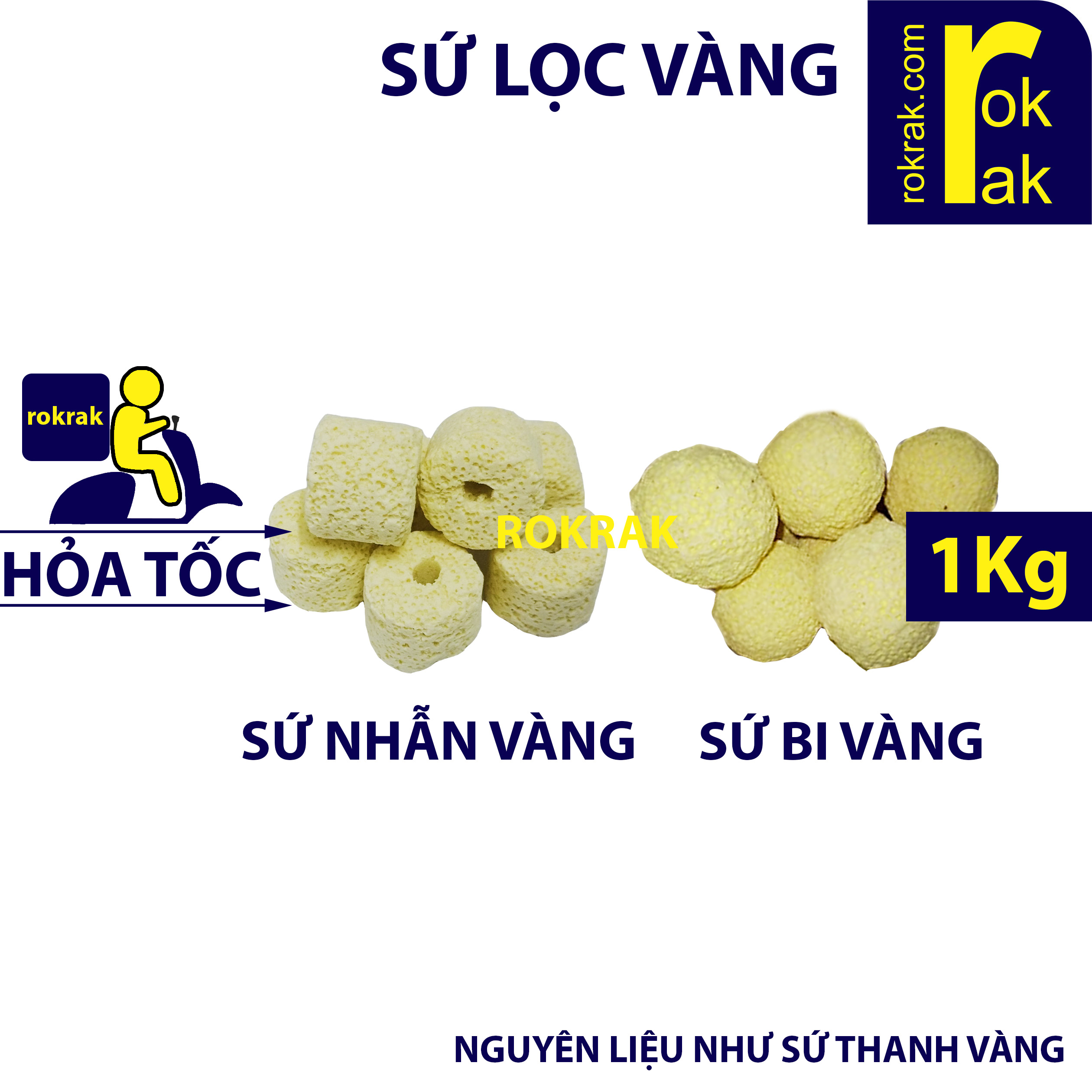 Sứ lọc vàng dạng Nhẫn vàng Bi vàng 1Kg lọc vi sinh hiệu quả hồ cá thủy sinh