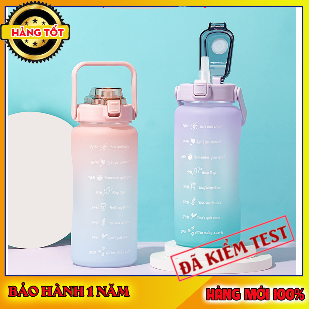 [HÀNG TỐT] BÌNH ĐỰNG NƯỚC CÓ VẠCH BÁO GIỜ UỐNG NƯỚC_ 2000ML SIÊU DỄ THƯƠNG