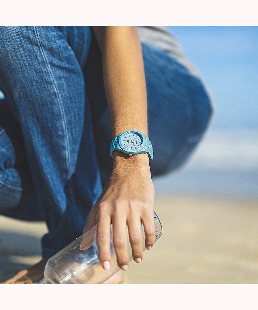Montre Timex Waterbury Ocean - Boîtier 37mm Plastique Recyclé, Bracelet Textile Bleu, étanche 30m - Femme
