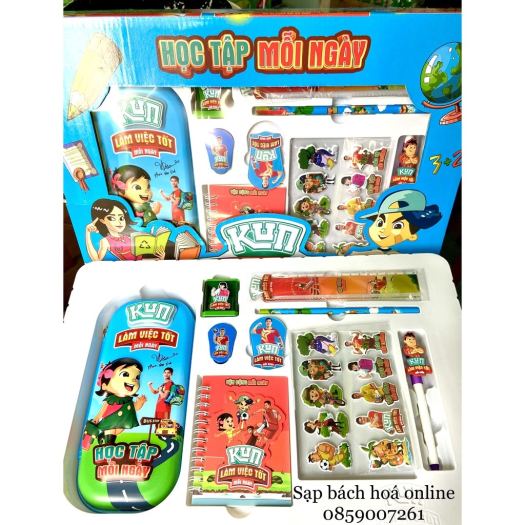 卍  Bộ đồ dùng học tập Kun - Bộ đồ dùng Kun set 9 món cao cấp