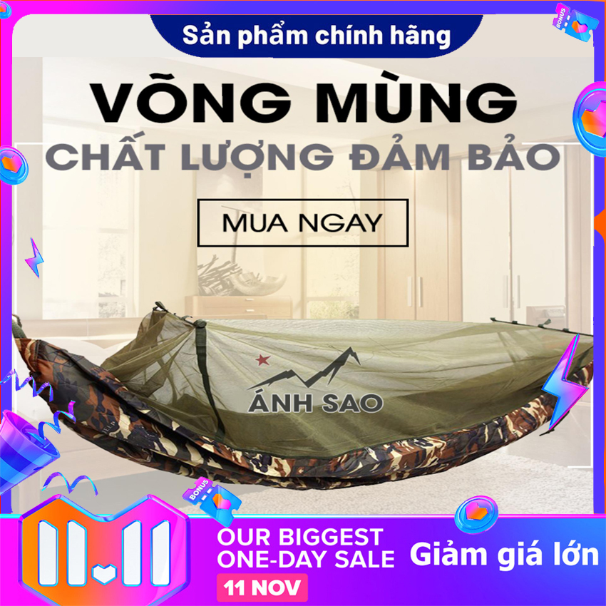 Võng Quân Đội Dã Ngoại,Võng Mùng 3 Lớp Loại Lớn Dài 2M5 Dày Giữ Ấm Chống Côn Trùng Cắn Đốt Màu Rằn Ri NIKEN GIÁ SỈ