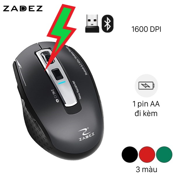 M350 chuột bluetooth zadez - tặng kèm pin aa