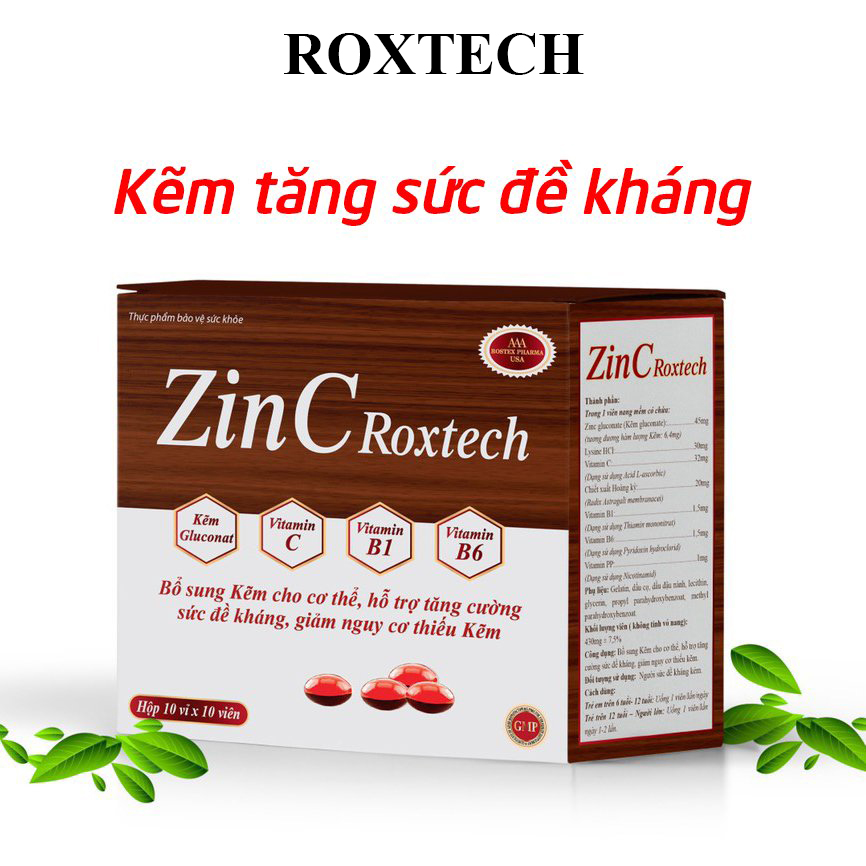 Viên kẽm zinc gluconate vitamin C B PP giúp tăng cường sức đề kháng tăng cường sức khỏe - Hộp 100 viên