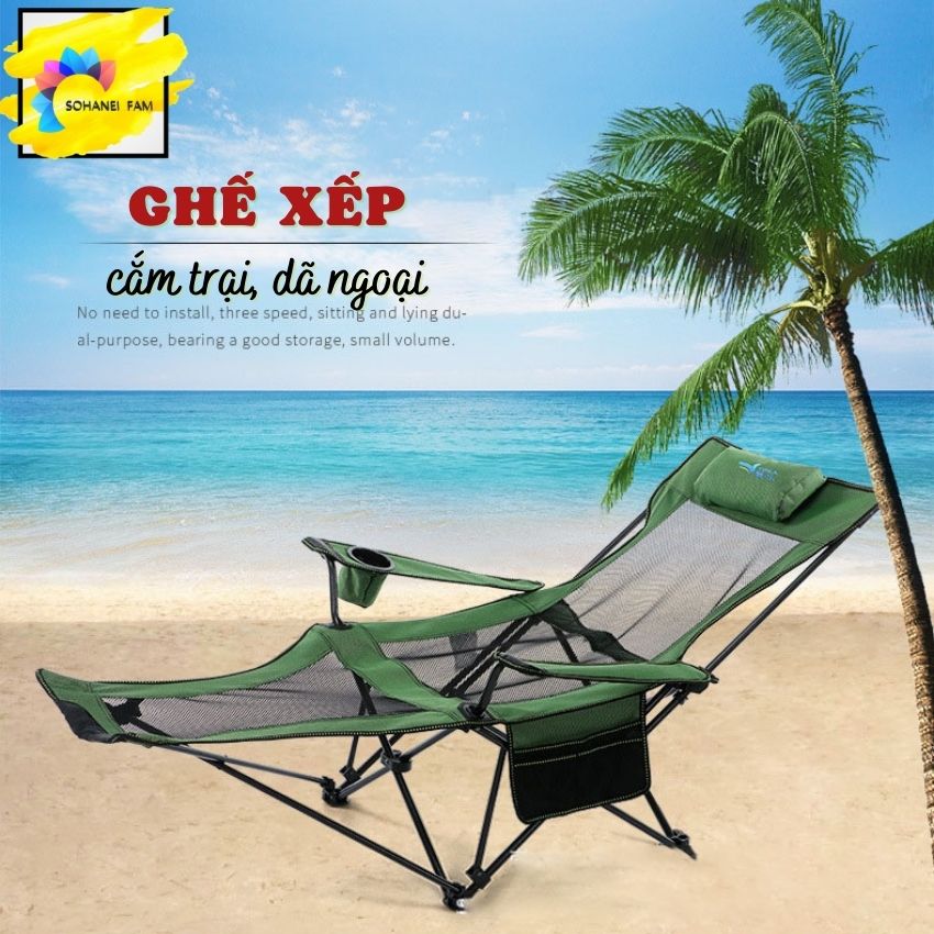 [HCM] Ghế Xếp Nằm Du Lịch Dã Ngoại, Ghế Xếp Ngủ Trưa, Ghế Cắm Trại Ngoài Trời -SOHANEI FAM