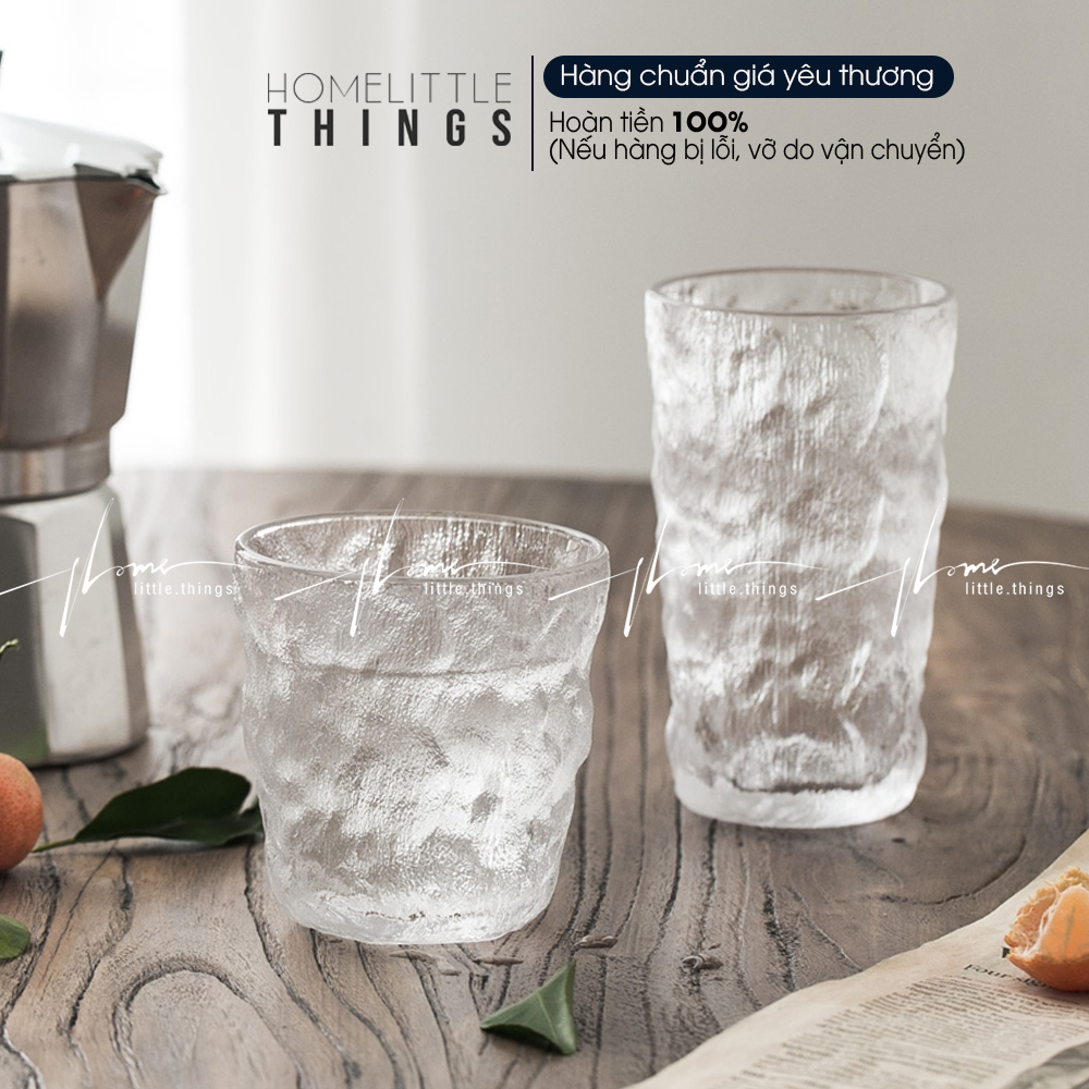 [HCM]Ly cốc thủy tinh uống nước cà phê vân băng đá độc đáo
