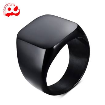 Nhẫn nam inox thời trang kiểu mặt trơn vuông to shopquare màu mạ đen thép không gỉ ABNNA25