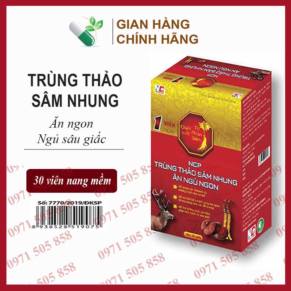 Trùng thảo sâm nhung ăn ngủ ngon ncp - hộp 30v