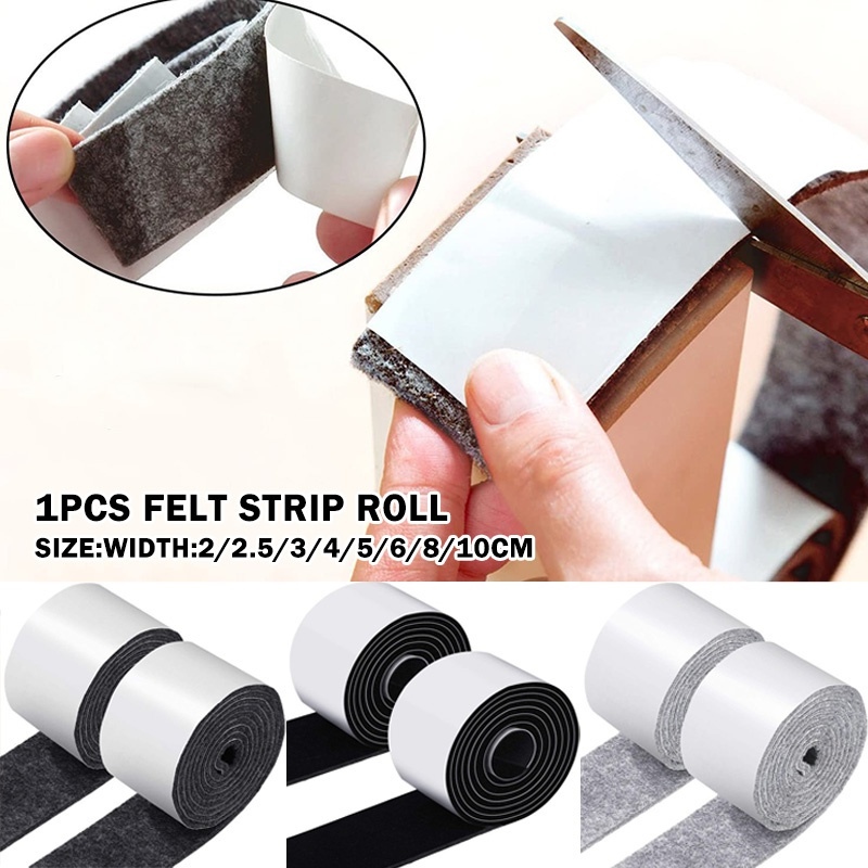 Self-Stick Heavy Duty Felt Strip Roll for Hard Surfaces (1/2 inch x 60  inch), Creamy-White 