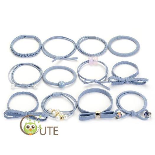 Dây buộc tóc mềm Hàn Quốc họa tiết mix nhiều màu tặng kèm hộp đựng giá rẻ