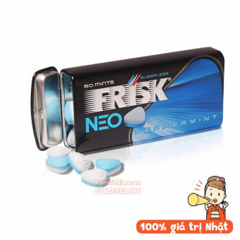 Kẹo Ngậm Frisk NEO Peppermint 35g Nhật Bản vị bạc hà ít đường hộp 50 viên thơm mát hơi thở, kẹo phòng the, tăng khóa cảm kích thích hưng phấn