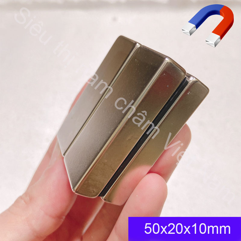Nam châm đất hiếm kích thước 50x20x10mm lực hút mạnh N42