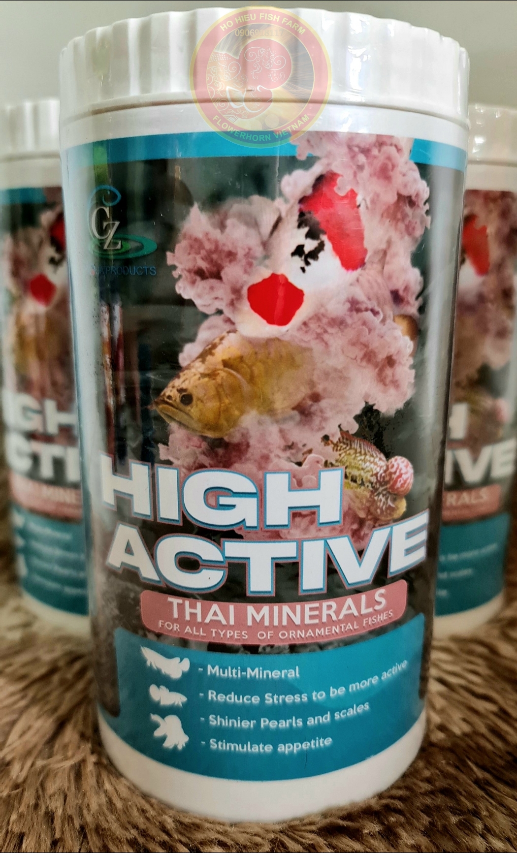 High active khoáng cho cá cảnh hộp nguyên tem 1kg -giúp cá la hán sung.giảm stress .lên màu đẹp -nhập khẩu thailand