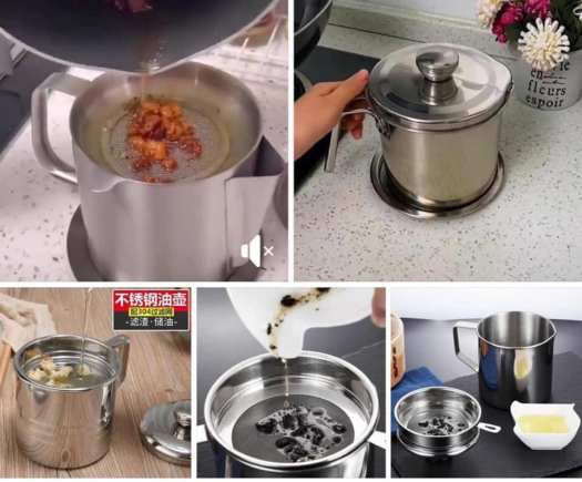 Ca Lọc Dầu Inox 304 Không Thấm Lọc Dầu Cực Trong ,Không Để Lại Cặn,Nguyên Chất Dầu Không Đen