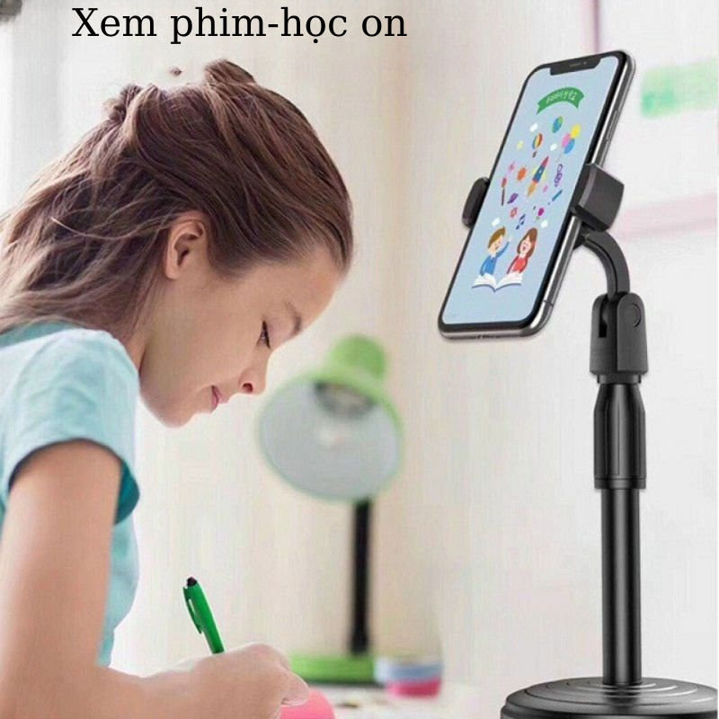 Giá đỡ kẹp điện thoại livestream kệ đế tròn để bàn quay video ghi hình xem phim học on ổn định chỉnh xoay 360 độ dễ dàng thoát lắp SUMYHOME
