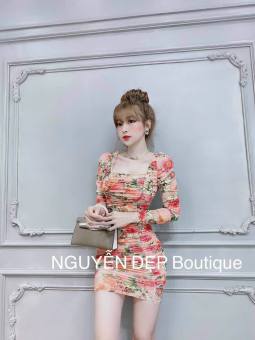 Đầm Body Hoa Nhún Thân Duyên Dáng Trẻ Trung (có mút) QC