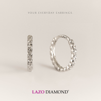LAZO DIAMOND Dotted Star-cut Everyday Minimalist Hoop Earrings in 375/9K White Gold