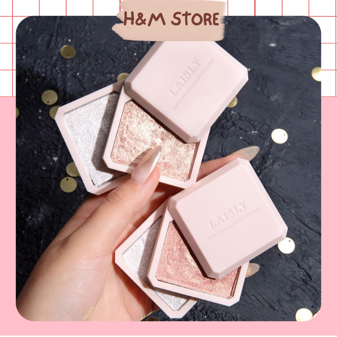 Phấn bắt sáng highlight nhũ 2 tone màu kim cương lấp lánh siêu đẹp LASLER