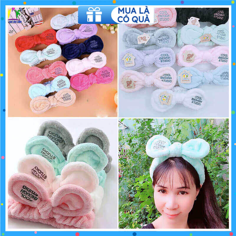 Băng đô nữ skincare, phụ kiện nữ make up, cài tóc nữ trang điểm, bờm tóc nam rửa mặt, nơ cài tóc cho bé gái cute, nơ cool enough studio - thương hiệu VỢ CHỒNG TÔI