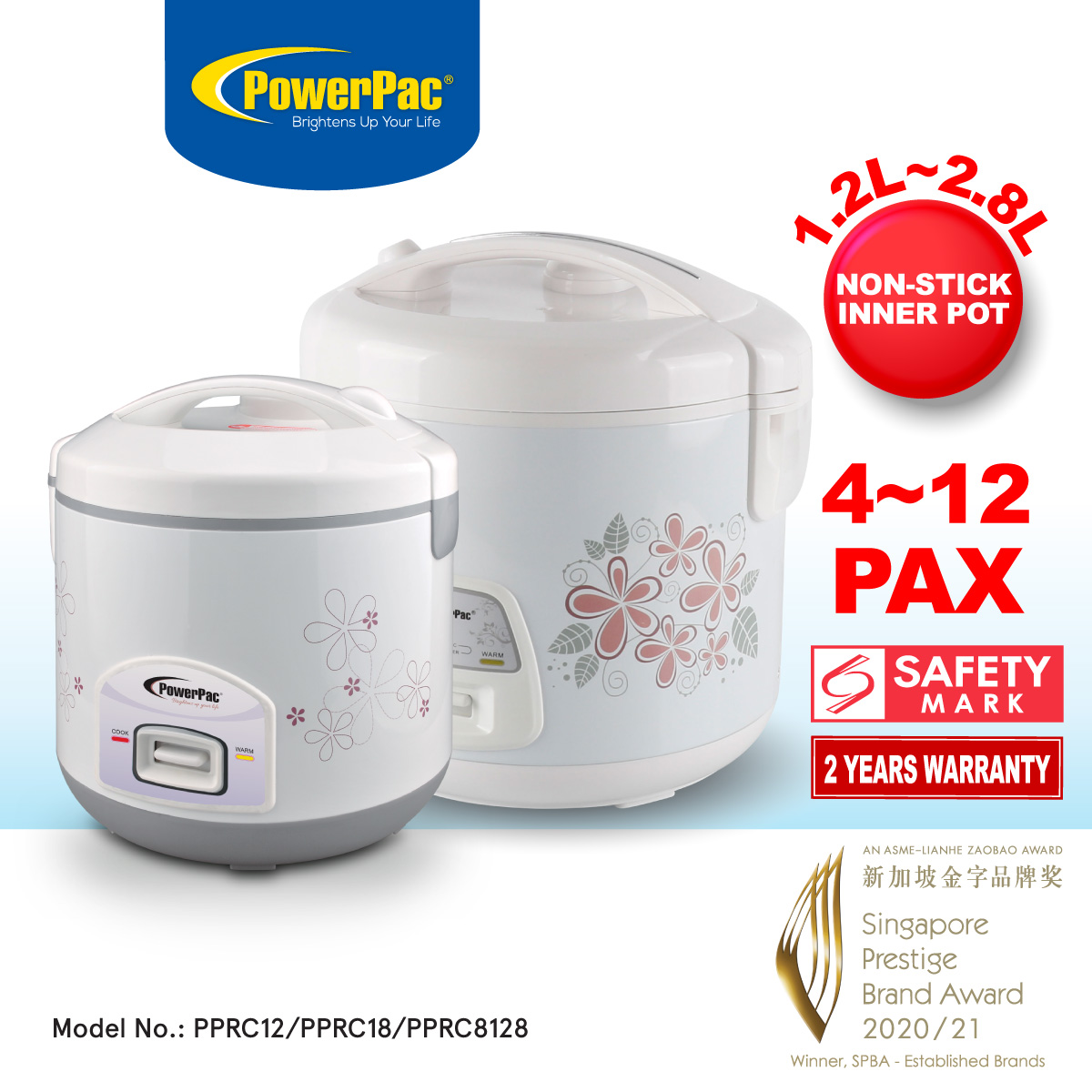 Denwood Automatic Electric Rice Cooker 1.0L/1.8L/2.8L - Non-Stick Pot, Keep Warm