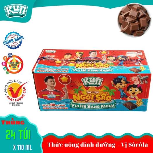 Sữa Kun vị socola lúa mạch túi thần kì 110ml thùng 24 túi cho bé hương vị thơm ngon và đủ dinh dưỡng