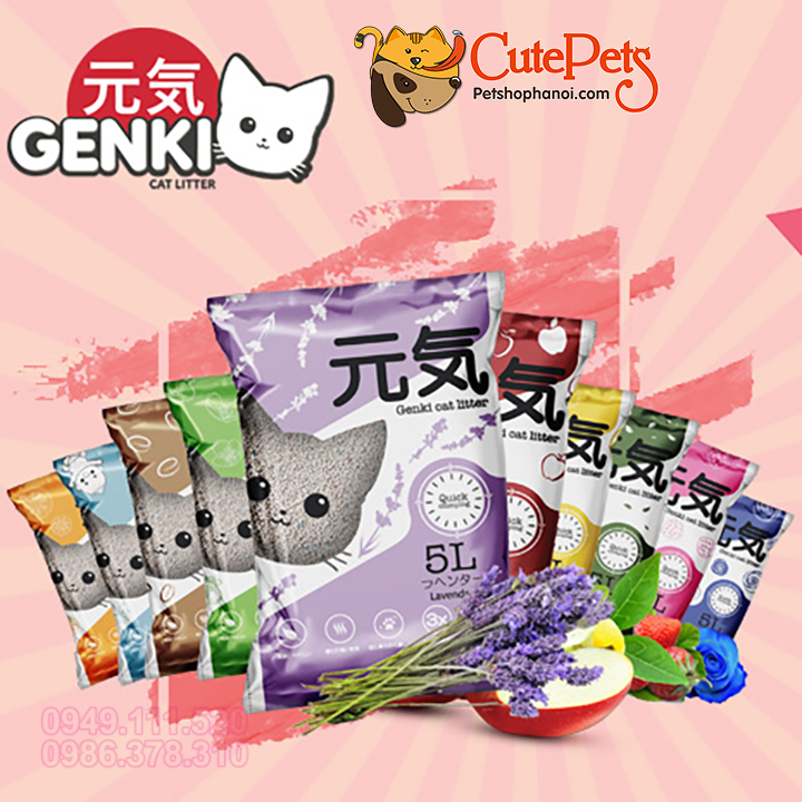 [HOÀN TIỀN 10%]Cát vệ sinh cho mèo Cát GENKI 5L Cát mèo giá rẻ khử mùi tốt - Cutepets