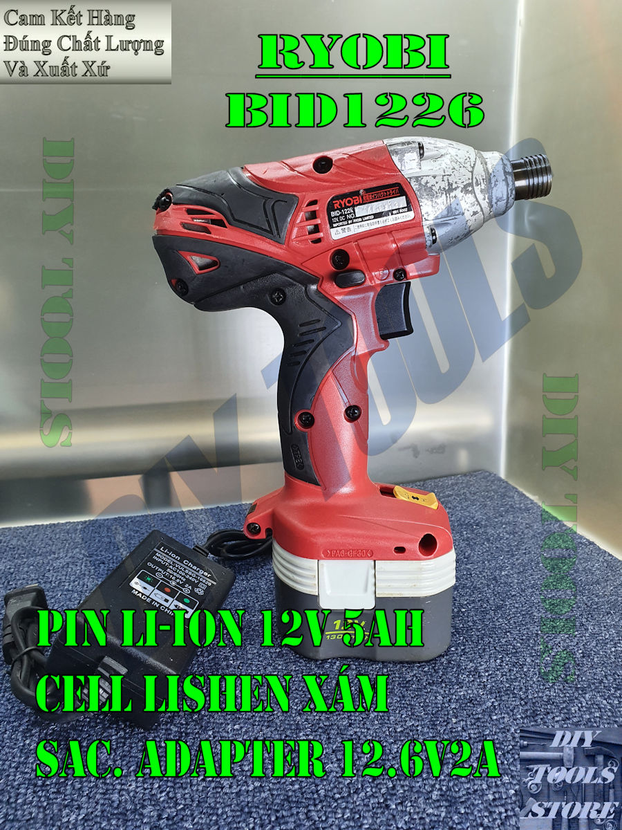 Máy bắn vít Ryobi BID-1226 Nội Địa Nhật 12v, 5AH: Nguyên Zin, Ngoại Hình Mới Trên 90%, Hoạt Động Ổn Định Full Chức Năng (Máy Khoan Và Vặn Vít Dùng Pin)(DIY TOOLS)