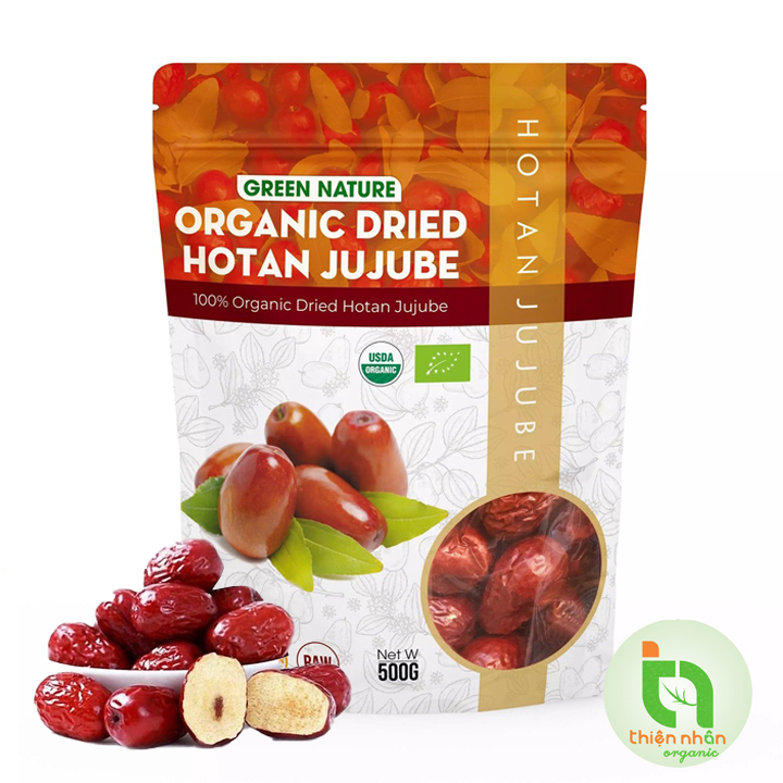 Táo đỏ hữu cơ Hotan 500gr Green Nature - Organic Dried Hotan Jujube
