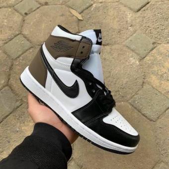 Giày Jordan cổ cao, Giày Sneaker Jordan 1 nâu đen cổ cao nam nữ hàng cao cấp full box bill