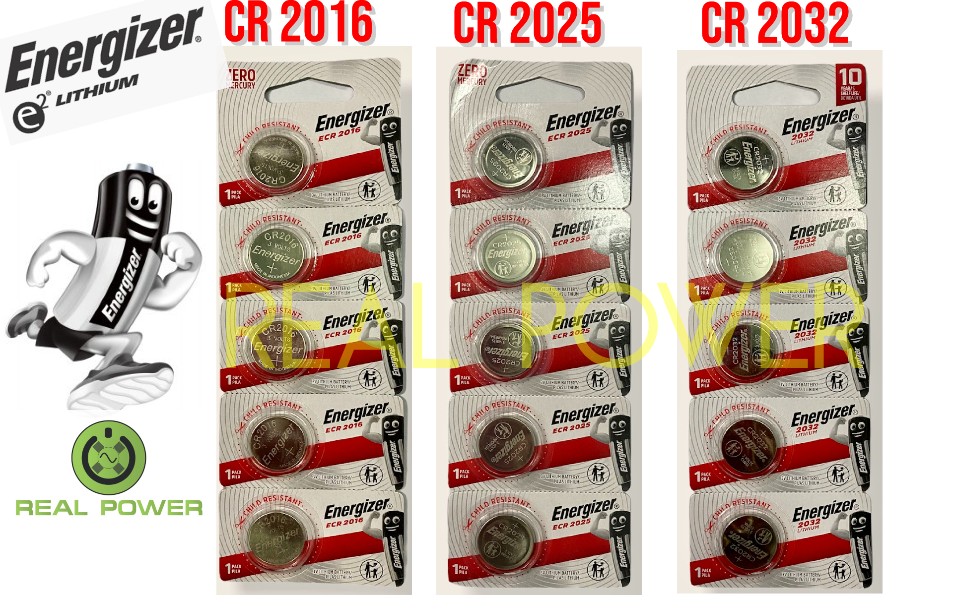 Vỉ 5 viên pin cr2032 / cr2025 / cr2016 energizer lithium 3v - hàng chính hãng