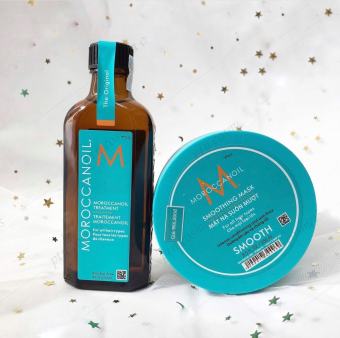 Combo tinh dầu phục hồi tóc hư tổn và Kem hấp tóc suôn mượt Moroccanoil 100ml/250ml