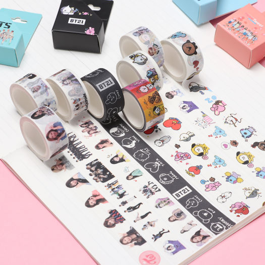 1 Băng Dính BTS BT21 5M Giấy Miếng Dán Sổ Lưu Niệm Miếng Dán Giấy Nhật Ký Làm Sổ Lưu Niệm Tự Làm TWICE Blackpink