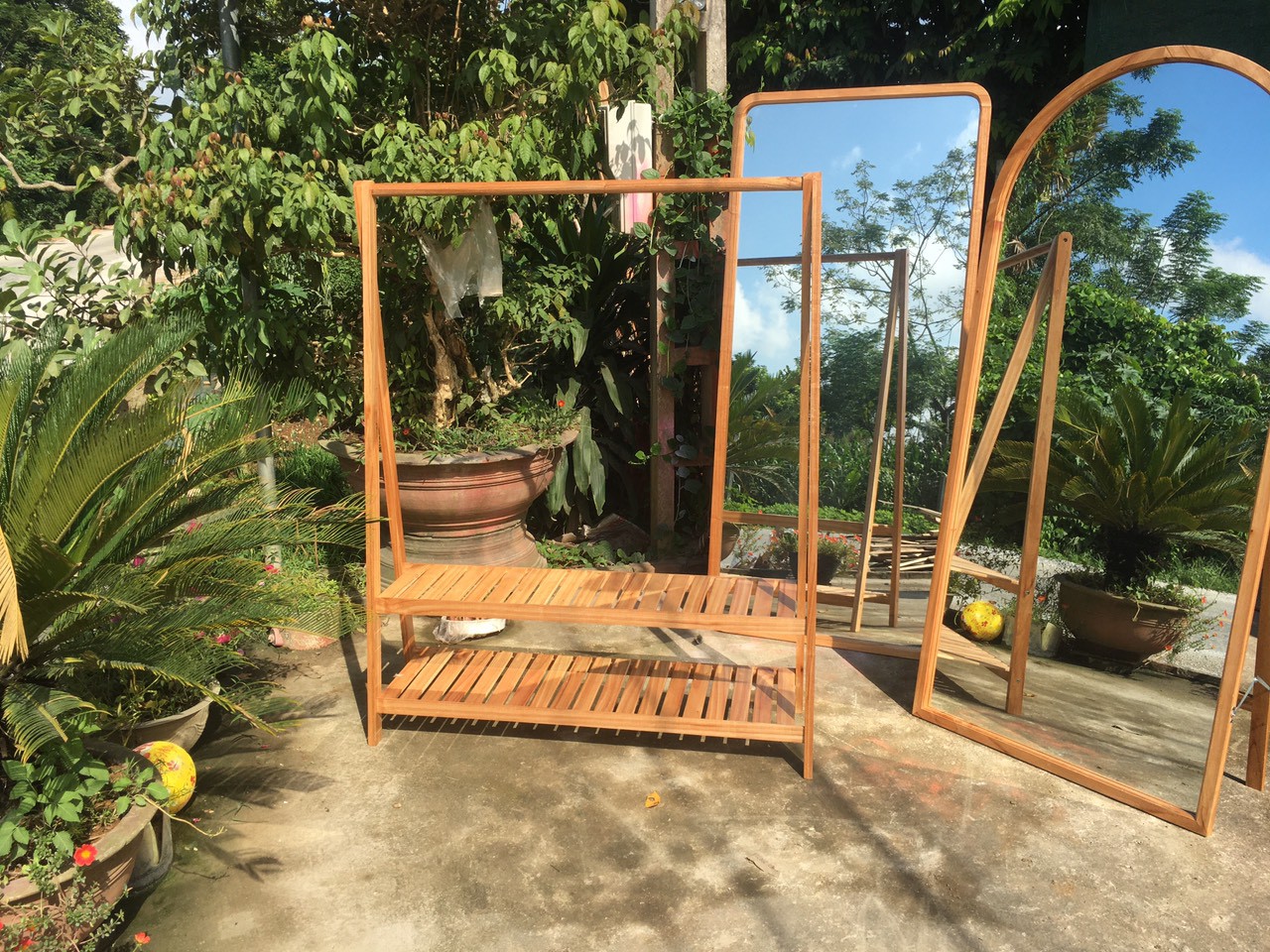 Gương toàn thân viền gỗ bo góc 70x170cm