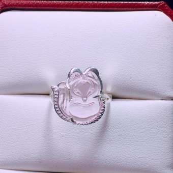 Nhẫn bạc mặt hồ ly đá phong thủy MS52