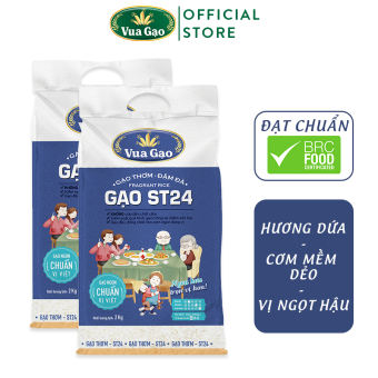 Combo 2 Túi Gạo ST24 Đậm Đà Túi 2kg - Chính Hãng Vua Gạo - Gạo Thơm Ngon, Dẻo Nhiều, Vị Ngọt Hậu - Top 1 Thế Giới 2017